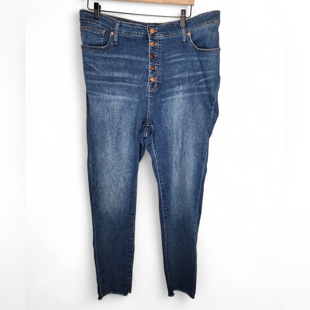 Madewell 9" Mid Rise Raw Hem Button Fly Skinny Jeans Size 35